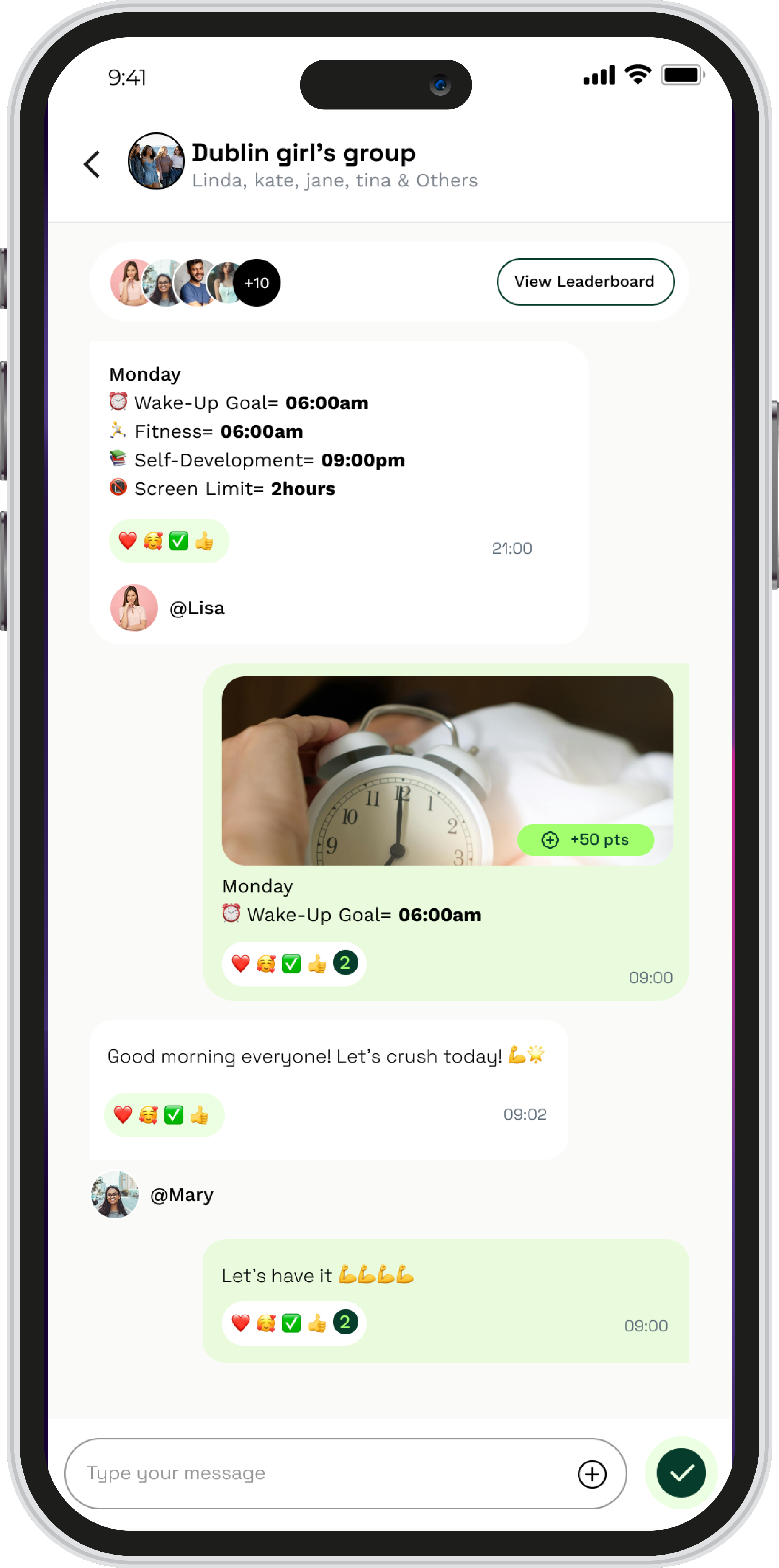 Group feed screen