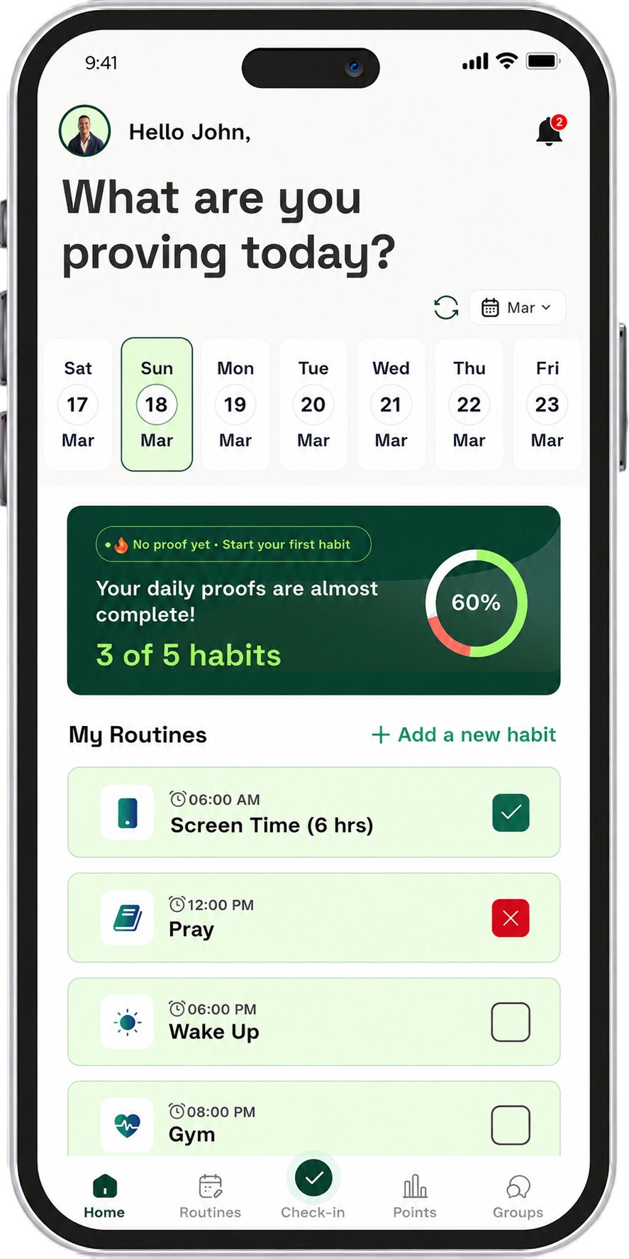 3D Habits home screen